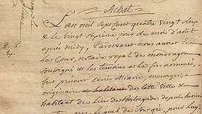 Consultez le Registre des minutes d’Alexandre Chayard notaire royal à Mondragon pour les années 1782-1783.