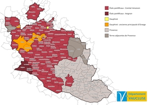 Carte de la répartition des communes dans les différents territoires sous l'Ancien Régime  - Agrandir l'image (fenêtre modale)