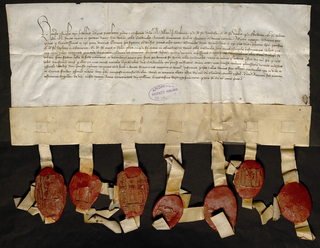 Attestation des cardinaux sur la légitimité de l’élection de Clément VII. Plusieurs sceaux en cire rouge. 8 mars 1379 - Agrandir l'image (fenêtre modale)