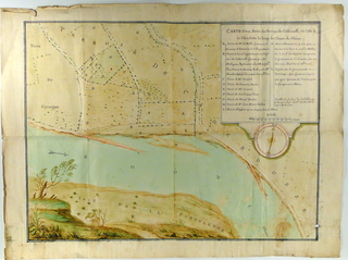 Carte d'une partie du terroir de Caderousse, de l'île de la Piboulette le long du cours du Rhône, dressée sur le lieu par le sieur Thibault, architecte et ingénieur de la révérende Chambre apostolique, 1740 (AD Vaucluse 2 E 9 / 588) - Agrandir l'image (fenêtre modale)