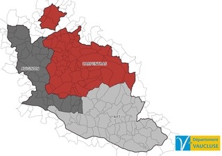 Carte des trois arrondissements composant le département de Vaucluse en 1926