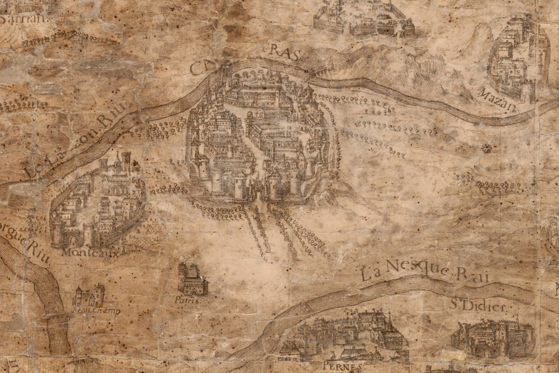 Carte du Comtat Venaissin par le R.P. Bonfa, de la Compagnie de Jésus, professeur de mathématiques à Avignon. Dessinée et gravée par Louis David en 1696 (AD Vaucluse 1 Fi Comtat Venaissin 3)