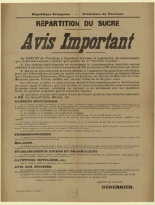 Voir l'affiche concernant la répartition du sucre