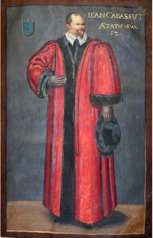 Portrait en pied de Jean Cabassut, en 1619, revêtu de du chaperon rouge de consul