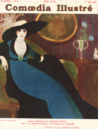 Couverture de Comœdia Illustré de 1911 sur laquelle figure le dessin d'un mannequin arborant un chapeau créé par Coco Chanel