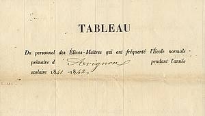 Nouvelle fenêtre vers la liste des élèves maîtres années scolaires 1841-1842