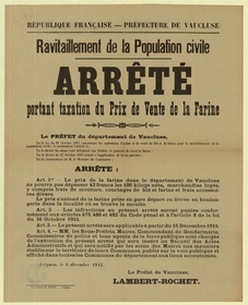 Voir l'arrêté de la taxation de la vente de farine en plus grand