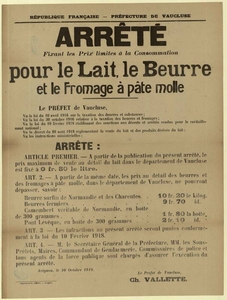 Voir l'arrêté portant sur le prix limite de la consommation de lait beurre et fromage en plus grand