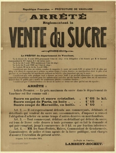 Voir l'arrêté de la vente de sucre