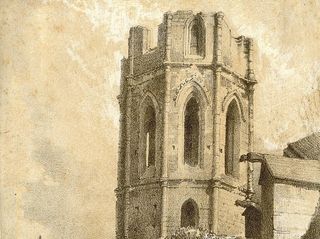 Clocher de Saint-Siffrein à Carpentras, XIIIe siècle. Estampe sur papier du XIXe siècle (AD Vaucluse 2 Fi 1002) - Agrandir l'image, .JPG 2 Mo (fenêtre modale)