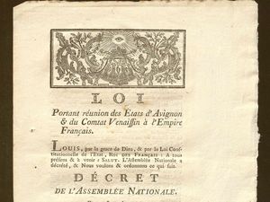 Loi portant réunion des États d'Avignon et du Comtat Venaissin à l'Empire français, 1791 (AD Vaucluse 9 J 7 / 075)