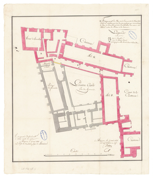 Plan de la caserne et de la prison civile au Palais des Papes d'Avignon, 1828 - Agrandir l'image (fenêtre modale)